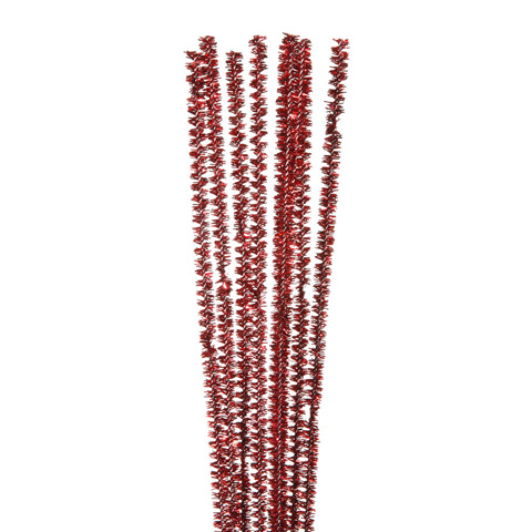 Tinsel Stems - 6mm - Red - 12 inches - 100 pieces