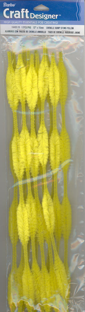 Bump Chenille Stems - 15mm - Yellow - 12 pieces