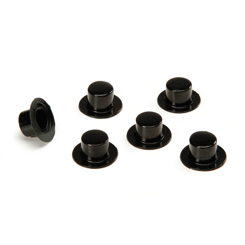 Top Hat - Black Plastic - 16 x 11mm - 144 pieces 
