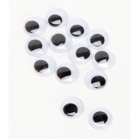 Paste On Eyes - Movable - Black - 12mm - 144 pieces