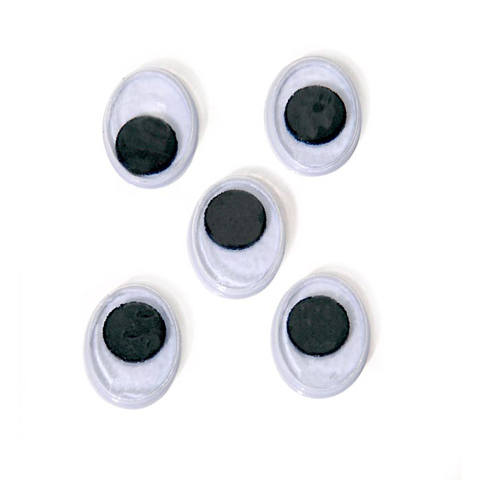 Paste On Eyes - Movable - Black - Oval - 15mm - 6 pieces